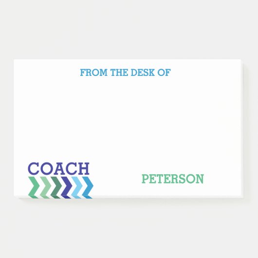 Vom Schreibtisch von Trainer-männlichem Zickzack Post-it Klebezettel (Vorderseite)