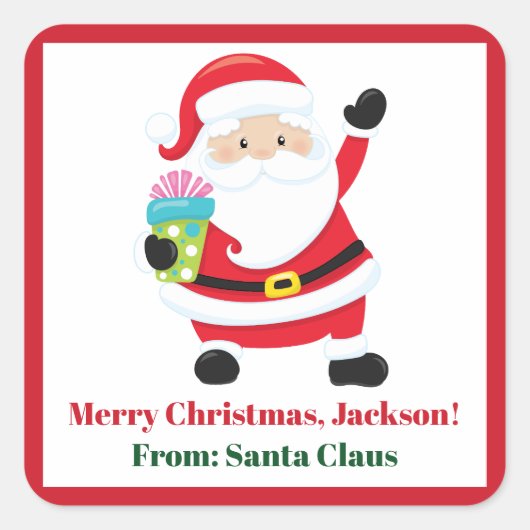 Vom Weihnachtsklaus Custom Kids Weihnachtsgeschenk Quadratischer Aufkleber (Vorderseite)