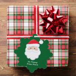 Vom Weihnachtsklaus Niedliches Weihnachtsgeschenk Ornament Karte<br><div class="desc">Passen Sie diese niedlichen Geschenketiketten vom Weihnachtsmann mit Ihrem eigenen personalisierten Text in Weiß an. Der rote Hut und der weiße Bart des Weihnachtsmanns sind das perfekte Urlaubsbild auf diesem hübschen grünen Geschenkschild für Kinder.</div>