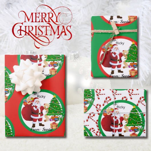 Vom Weihnachtsmann in Rot und Grün Geschenkpapier Set