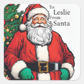 Vom Weihnachtsmann Name des Kindes für den Mädchen Quadratischer Aufkleber (Vorderseite)