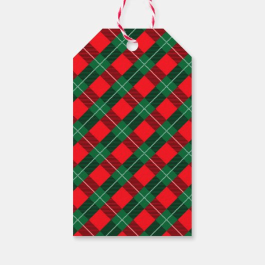 Vom Weihnachtsmann Rot & Grün Tartan Weihnachten Geschenkanhänger (Rückseite)