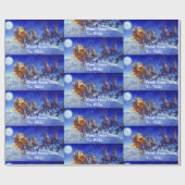 Vom Weihnachtsmann, um den Namen Weihnachtsfeierab Geschenkpapier (Flach)