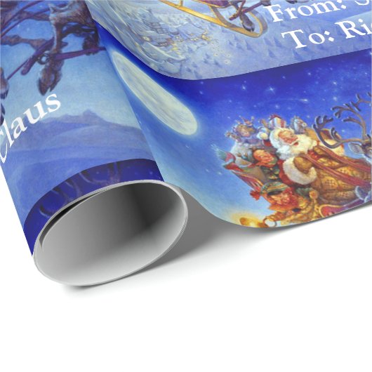Vom Weihnachtsmann, um den Namen Weihnachtsfeierab Geschenkpapier (Rolleneckpunkt)
