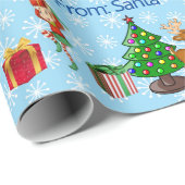 Vom Weihnachtsmann Weihnachten den Namen des Kinde Geschenkpapier (Rolleneckpunkt)