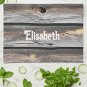 vom Wetter als alter Holzhintergrund signiert Geschirrtuch (Gefaltet)