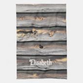 vom Wetter als alter Holzhintergrund signiert Geschirrtuch (Vertikal)