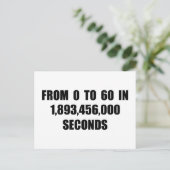 Von 0 bis 60 in Sekunden Postkarte (Stehend Vorderseite)