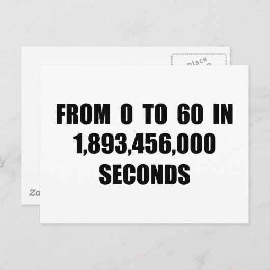 Von 0 bis 60 in Sekunden Postkarte (Vorne/Hinten)