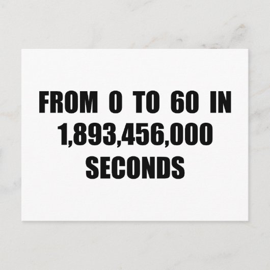 Von 0 bis 60 in Sekunden Postkarte (Vorderseite)