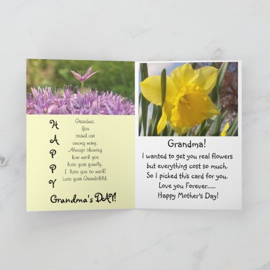 Von (1) Enkelkind zu Großmutter Karte (Innenseite)