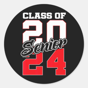 von 2024 Abschluss Gif, Senior 24 Shirt High Schoo Runder Aufkleber