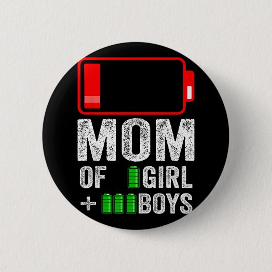 von 3 Jungen 1 Mädchen Geschenk von Kindermüttern Button (Vorderseite)
