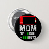 von 3 Jungen 1 Mädchen Geschenk von Kindermüttern Button (Vorne & Hinten)