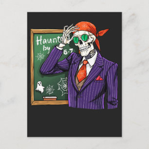 Von 6-7 heimgesucht Lustiger Lehrer Halloween   Se Postkarte
