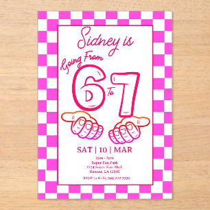 Von 6 bis 7 Meme Geburtstag Checkerboard Einladung