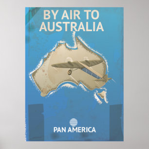 Von Air to Australia Vintage Travel Poster