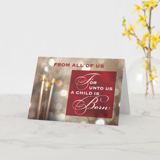 Von allen uns Weihnachtskerzen Kind ist Geboren Karte (Gelbe Blume)