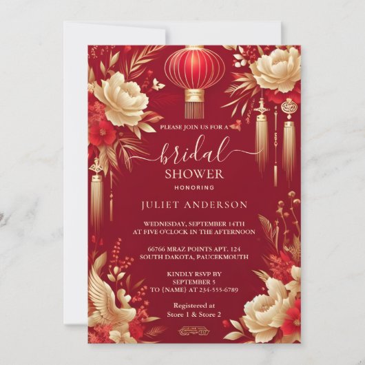 Von Asiatisch-Chinesisch: Bilingual Hei Bold Braut Einladung (Vorderseite)