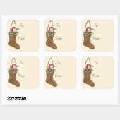 Von/auf Aufkleber mit Weihnachts-Strumpf (Blatt)