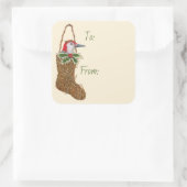 Von/auf Aufkleber mit Weihnachts-Strumpf (Tasche)