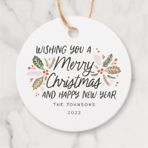 Von/auf Vintage Art Holly Berry Christmas Custom Geschenkanhänger