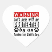 Von australischen Rinderhunden geschützt Herz-Aufkleber (Vorderseite)