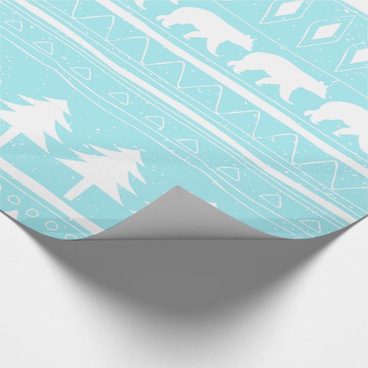 Von Bären und Weihnachts-Aquamarinen Weihnachtsmus Geschenkpapier (Ecke)