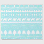 Von Bären und Weihnachts-Aquamarinen Weihnachtsmus Geschenkpapier (Flach)