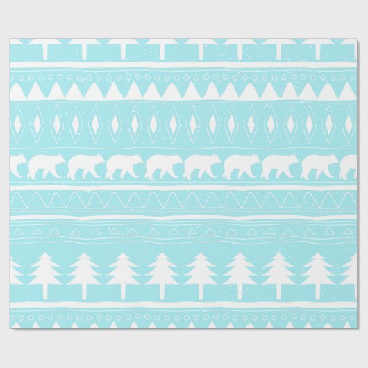 Von Bären und Weihnachts-Aquamarinen Weihnachtsmus Geschenkpapier (Flach)