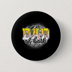 Von beiden Baseball Softball Fathers Day Baseball  Button