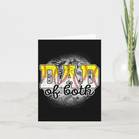 Von beiden Baseball Softball Fathers Day Baseball  Karte (Vorderseite)