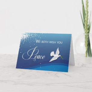 Von beiden von uns Elegant Peace on Blue Christmas Karte