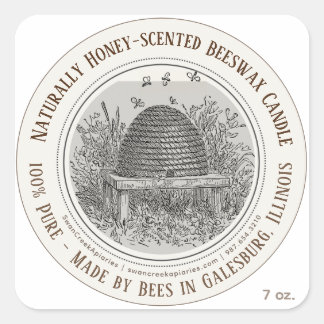 Von Bienen Staat Name Bienenwachs Candle Skep Bien Quadratischer Aufkleber