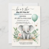 Von Big Zoo Baby White Elephant Birth Gender Revea Einladung (Vorderseite)