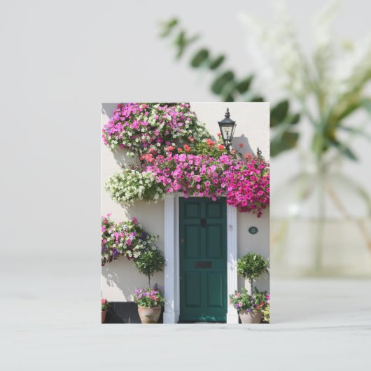 Von Blume umgebene Türe Postkarte (Stehend Vorderseite)