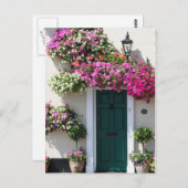 Von Blume umgebene Türe Postkarte (Vorne/Hinten)