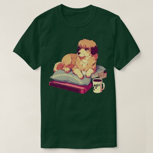 von Büchern und Kaffee und Hunden und soziale Gere T-Shirt (Design vorne)