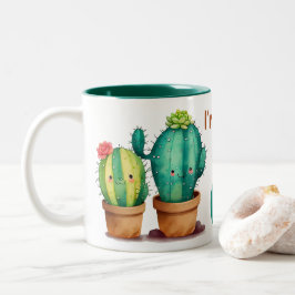 Von cact-i bis cat-us, niedliche Valentinschaltflä Zweifarbige Tasse