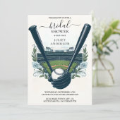 Von Champions Team Ball Field Baseball Brautparty Einladung (Stehend Vorderseite)