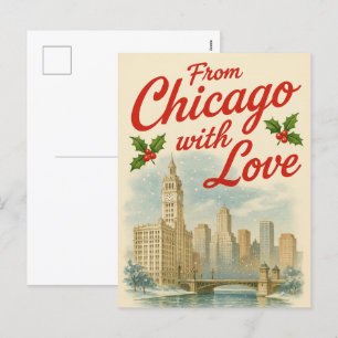 Von Chicago mit Liebe – Weihnachtspostkarte Feiertagspostkarte