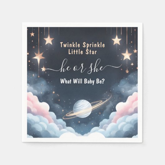 Von Cloud Twinkle Twinkle Little Star Gender Revea Serviette (Vorderseite)
