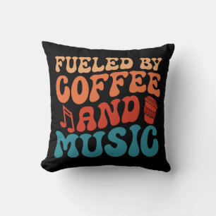 Von Coffee & Music Retro gespeist Vintage Typograf Kissen
