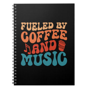 Von Coffee & Music Retro gespeist Vintage Typograf Notizblock