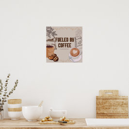 Von Coffee Poster gespeist - Funny Wall Art Print