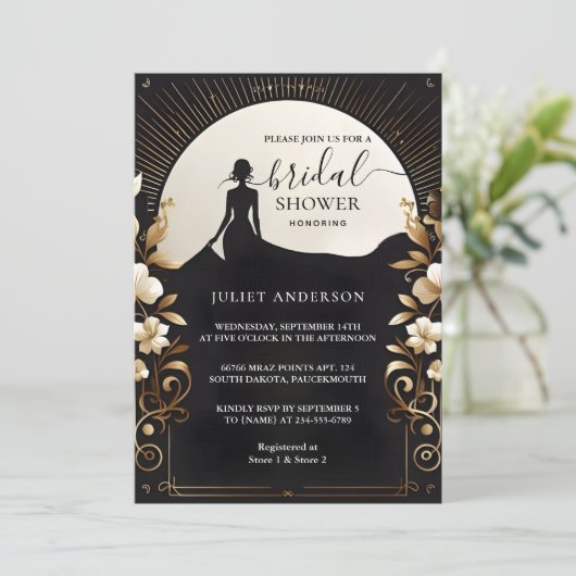 Von Costume Men Tuxedo Bold Black Krawatte Brautpa Einladung (Stehend Vorderseite)