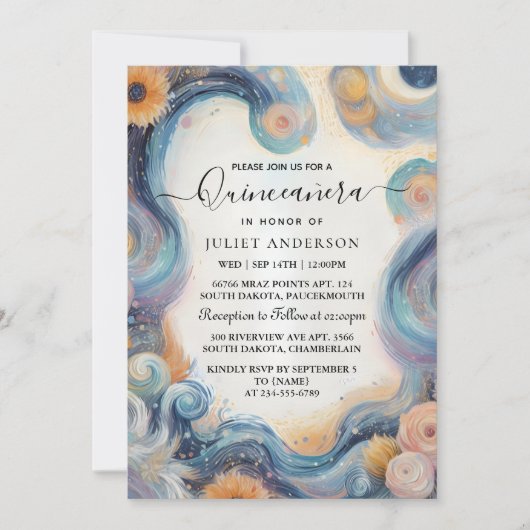 Von Dark Fun Star Prom Starry Night Sky Quinceaner Einladung (Vorderseite)