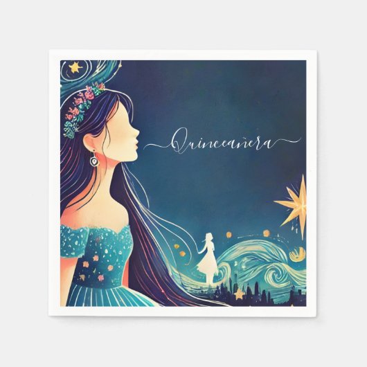 Von Dark Fun Star Prom Starry Night Sky Quinceaner Serviette (Vorderseite)