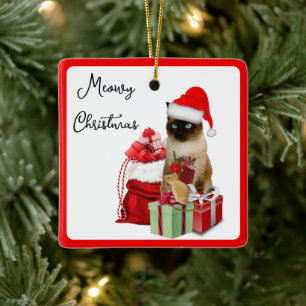 Von deiner Katze Siamese Weihnachtsbaumanhänger M Keramikornament