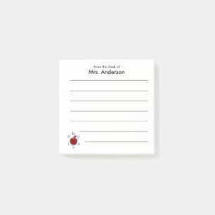 Von dem Schreibtisch des Lehrers Name 123 ABC Apfe Post-it Klebezettel